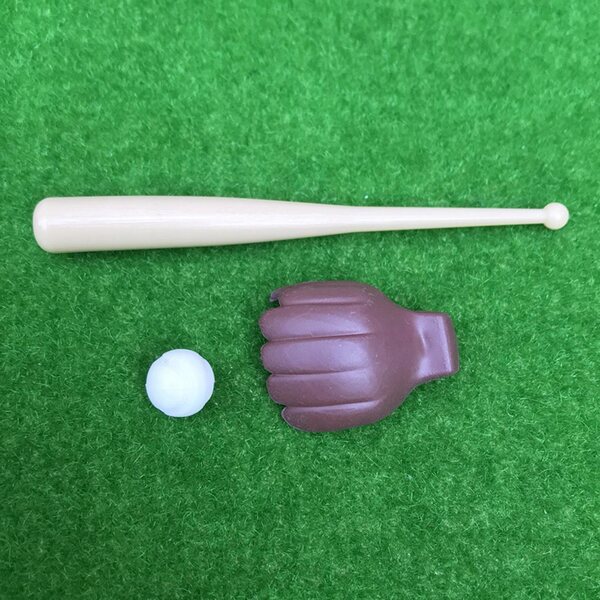 Baseball-Miniaturen: 3-teiliges Set für Puppenhaus 1:12 Schläger-Ball-Handschuh