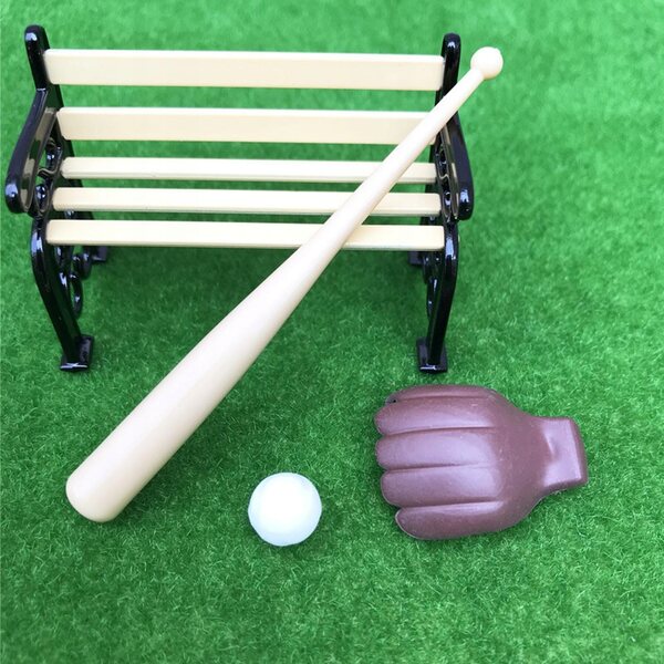 Baseball-Miniaturen: 3-teiliges Set für Puppenhaus 1:12 Schläger-Ball-Handschuh