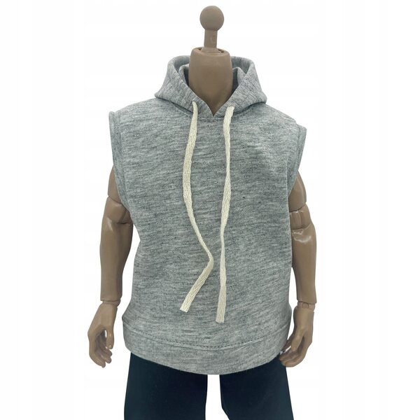 Ärmellose Bluse mit Kapuze 1/12 für 6-Zoll-Puppen, graues Accessoire