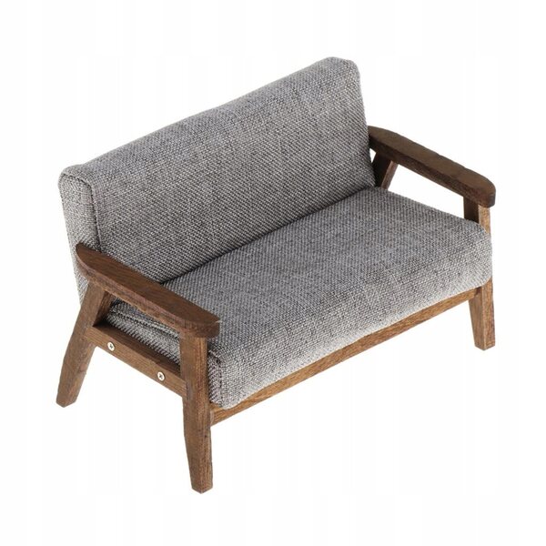 Mini Sofa Love Seat 1:12 für Puppenhaus – Graue Miniaturmöbel