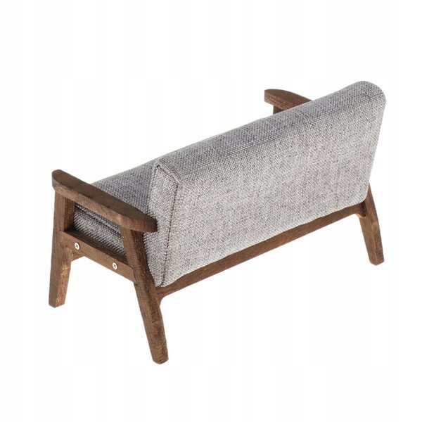 Mini Sofa Love Seat 1:12 für Puppenhaus – Graue Miniaturmöbel