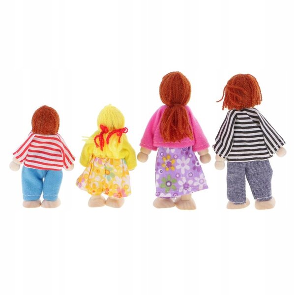 Familienminiatur-Set 4 flexible Holzpuppen für Puppenhaus 1:12