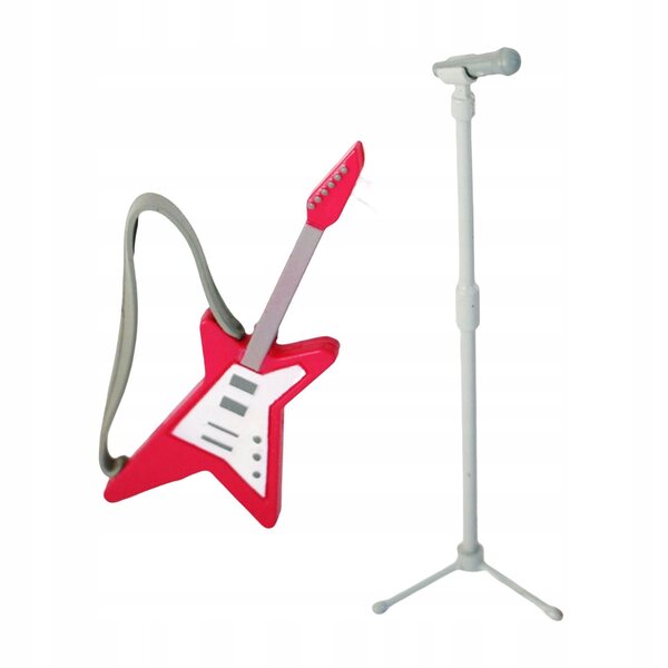 1:12 Puppenhaus-Miniatur-Gitarren- und Mikrofon-Set, dekoratives Zubehör