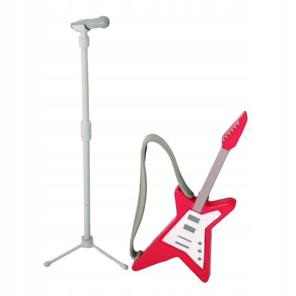 1:12 Puppenhaus-Miniatur-Gitarren- und Mikrofon-Set, dekoratives Zubehör