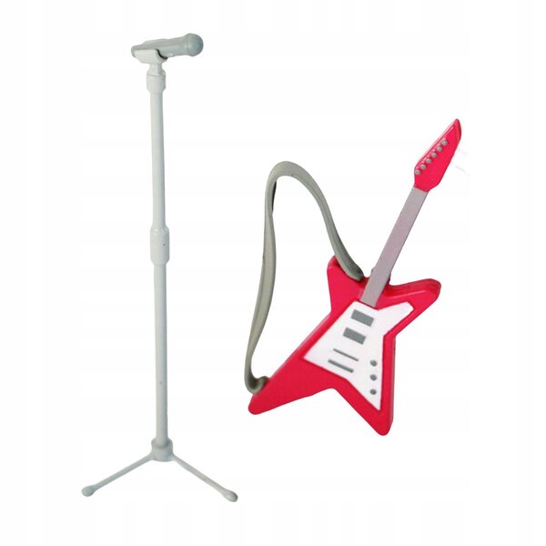 1:12 Puppenhaus-Miniatur-Gitarren- und Mikrofon-Set, dekoratives Zubehör
