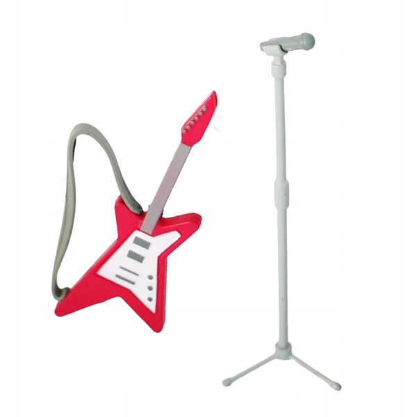 1:12 Puppenhaus-Miniatur-Gitarren- und Mikrofon-Set, dekoratives Zubehör