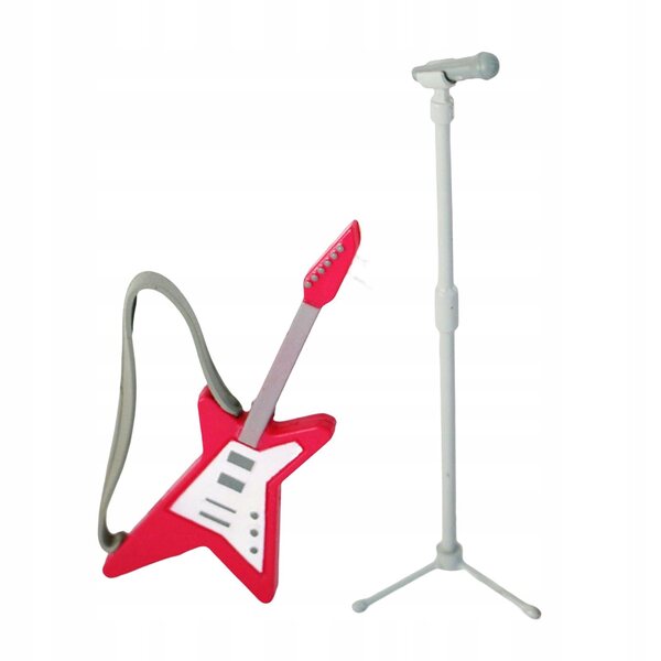 1:12 Puppenhaus-Miniatur-Gitarren- und Mikrofon-Set, dekoratives Zubehör