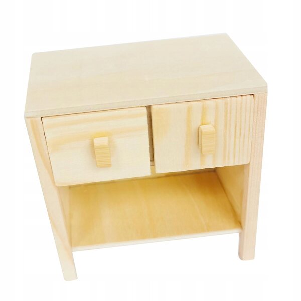 1:12 Puppenhaus Mini-Holzschreibtisch mit 2 Schubladen unbemalt