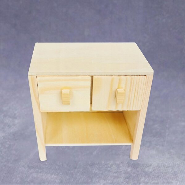1:12 Puppenhaus Mini-Holzschreibtisch mit 2 Schubladen unbemalt
