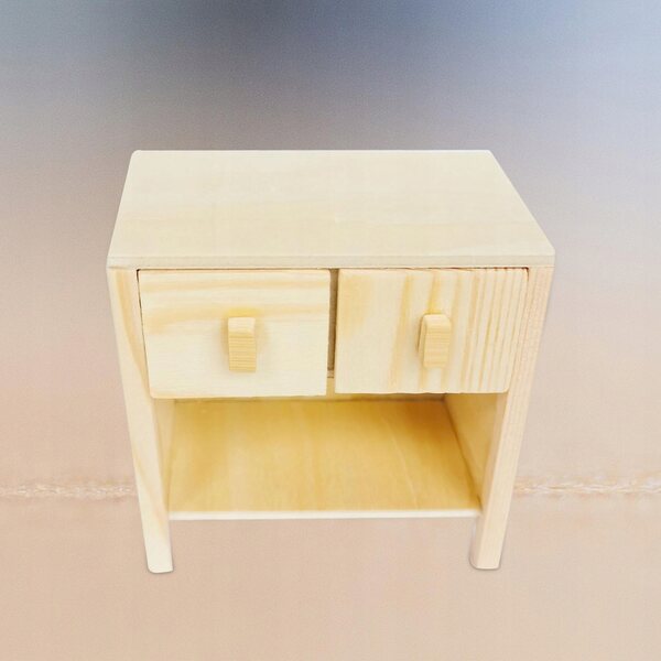 1:12 Puppenhaus Mini-Holzschreibtisch mit 2 Schubladen unbemalt