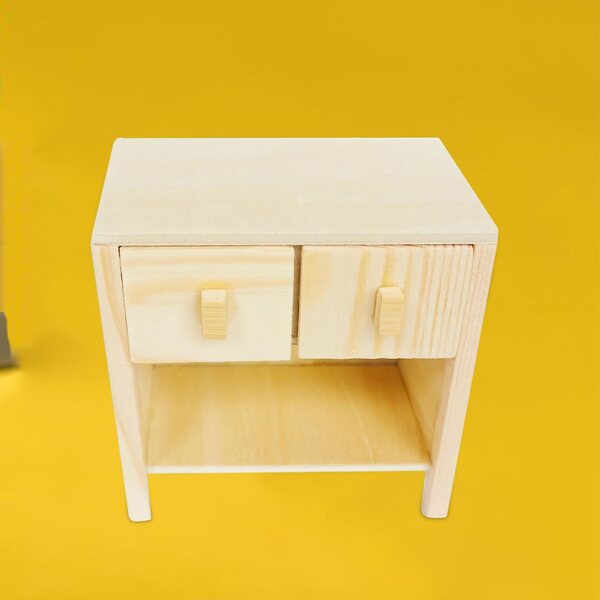 1:12 Puppenhaus Mini-Holzschreibtisch mit 2 Schubladen unbemalt
