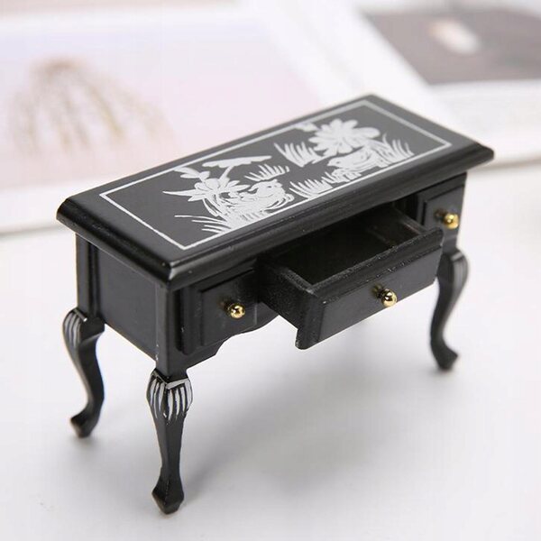 Miniatura tavolo scrivania in legno per casa delle bambole scala 1:12 vintage