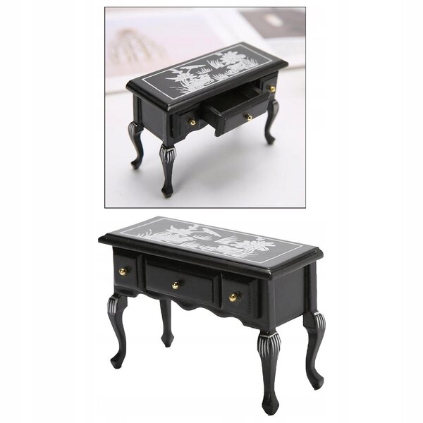 Miniatura tavolo scrivania in legno per casa delle bambole scala 1:12 vintage