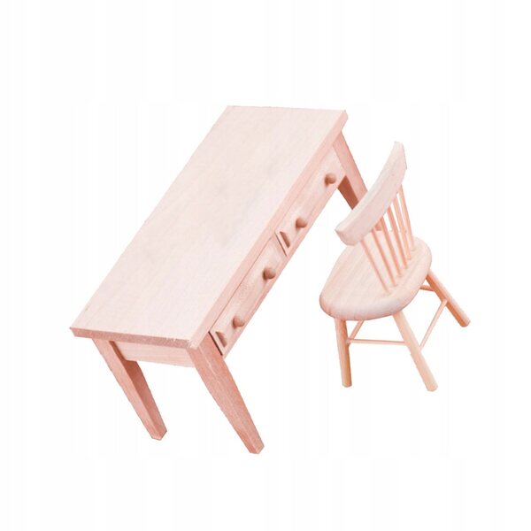 Mobili in Legno Miniatura Bianco e Sedia per Casa delle Bambole 1:12