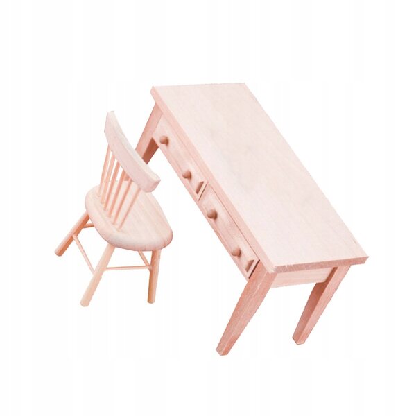 Mobili in Legno Miniatura Bianco e Sedia per Casa delle Bambole 1:12