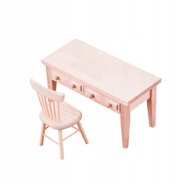 Mobili in Legno Miniatura Bianco e Sedia per Casa delle Bambole 1:12