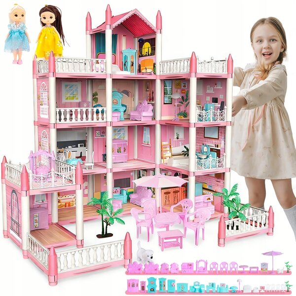 Grande Casa delle Bambole Bedee con 4 Piani, 11 Stanze e Accessori Colorati
