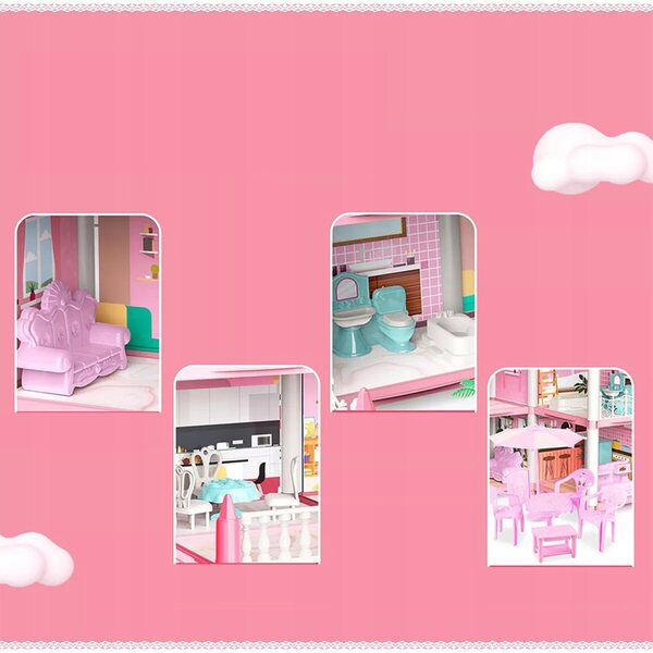Grande Casa delle Bambole Bedee con 4 Piani, 11 Stanze e Accessori Colorati
