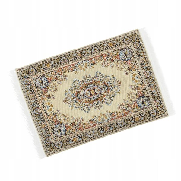 Mini tappeto turco per casa delle bambole 1:12 in seta beige 10x15 cm