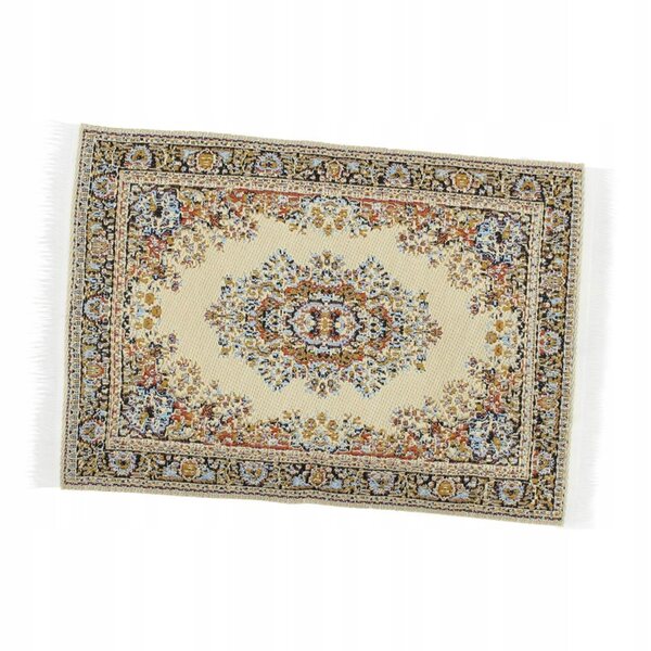 Mini tappeto turco per casa delle bambole 1:12 in seta beige 10x15 cm