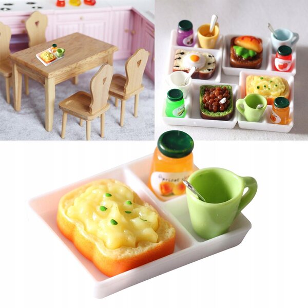Hartes Frühstück mit Marmeladen-Puppenhausminiaturen 1:12 aus Harz