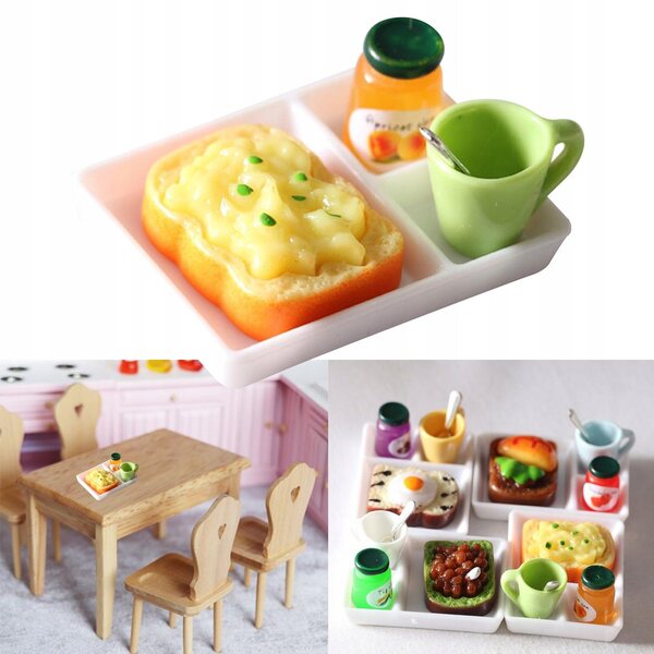 Hartes Frühstück mit Marmeladen-Puppenhausminiaturen 1:12 aus Harz