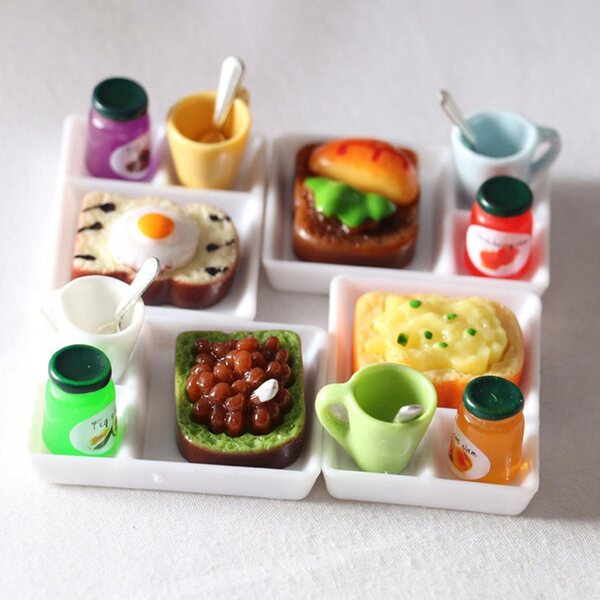 Hartes Frühstück mit Marmeladen-Puppenhausminiaturen 1:12 aus Harz