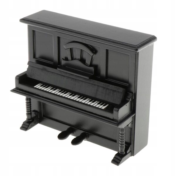 Miniatur-Forepiano-Holzmodell 1:12 für Puppenhaus Schwarz