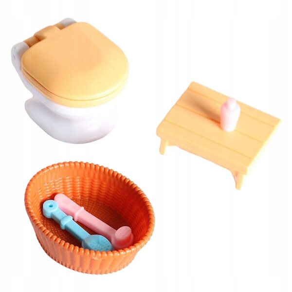 Mini-Badezimmermöbel-Set aus Kunststoff für Puppenhaus im Maßstab 1:12