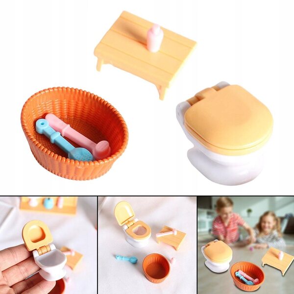 Mini-Badezimmermöbel-Set aus Kunststoff für Puppenhaus im Maßstab 1:12