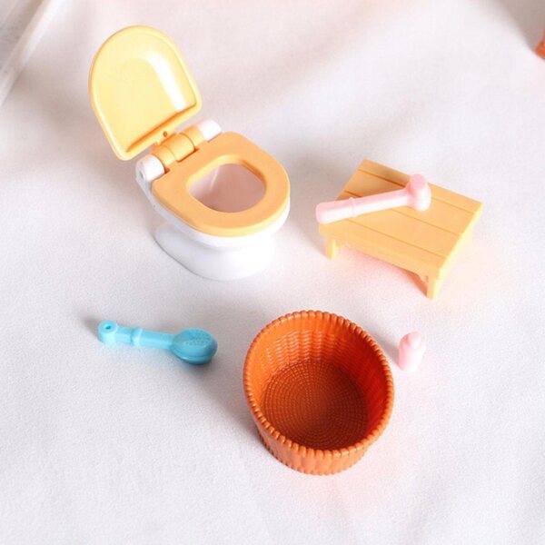 Mini-Badezimmermöbel-Set aus Kunststoff für Puppenhaus im Maßstab 1:12