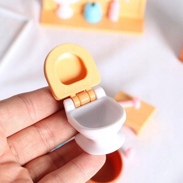 Mini-Badezimmermöbel-Set aus Kunststoff für Puppenhaus im Maßstab 1:12