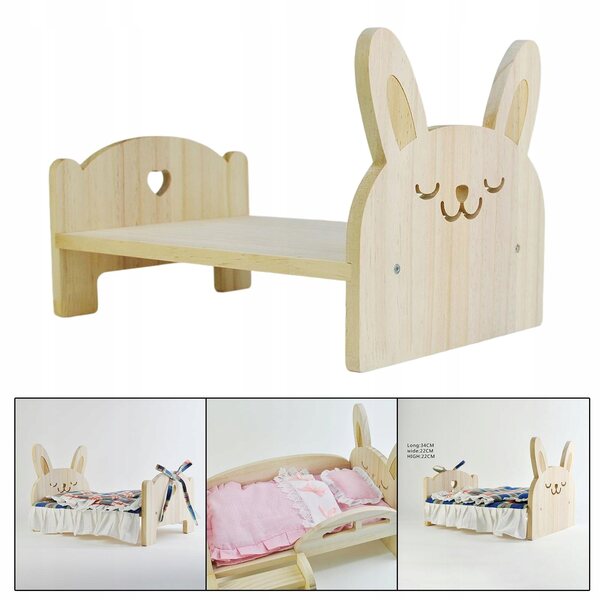 Mini casa per bambole in legno scala 1:6 con lettino decorativo per cameretta
