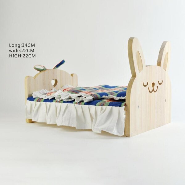 Mini casa per bambole in legno scala 1:6 con lettino decorativo per cameretta