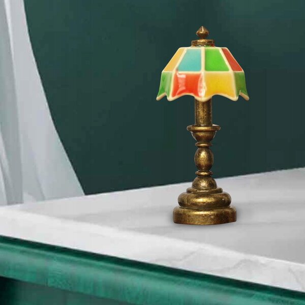 Mini-Puppenhaus-Tischlampe 1:12, detaillierte und farbenfrohe Dekoration
