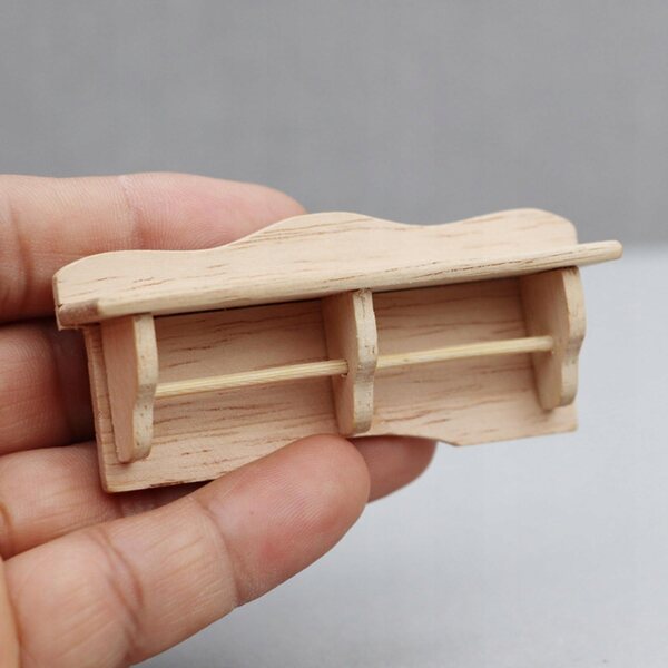 Miniatuur houten wandplank voor poppenhuis 1/12 ongeverfd