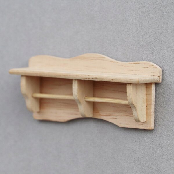 Miniatuur houten wandplank voor poppenhuis 1/12 ongeverfd