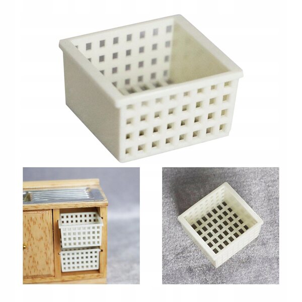 Mini weißer Korb für Puppenhaus 1:12 Küchenspüle Zubehör