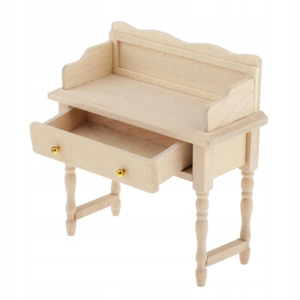 Holzschminktisch 1/12 Möbel für ein Puppenhaus, Naturholz