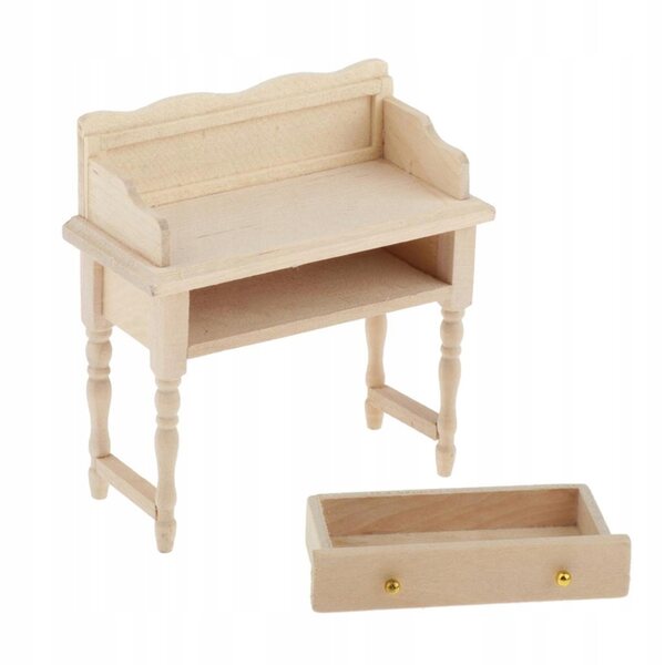 Holzschminktisch 1/12 Möbel für ein Puppenhaus, Naturholz
