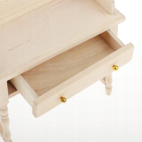 Holzschminktisch 1/12 Möbel für ein Puppenhaus, Naturholz