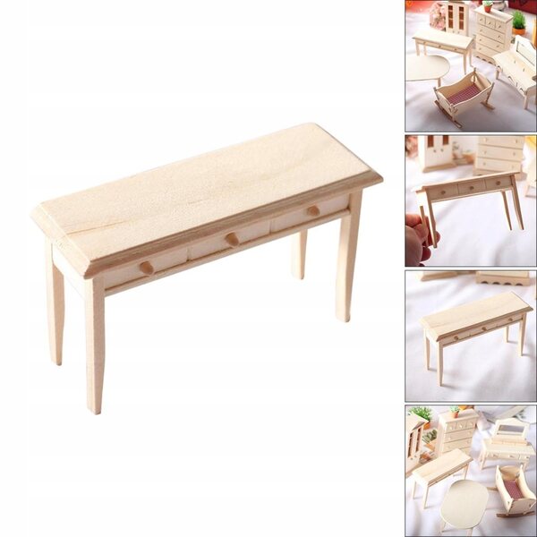 1:12 Puppenhaus-Möbelset aus Massivholz mit Schreibtisch