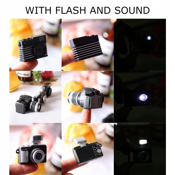 Mini fotocamere per bambole set 4 pezzi con suono e flash, decorazione realistica