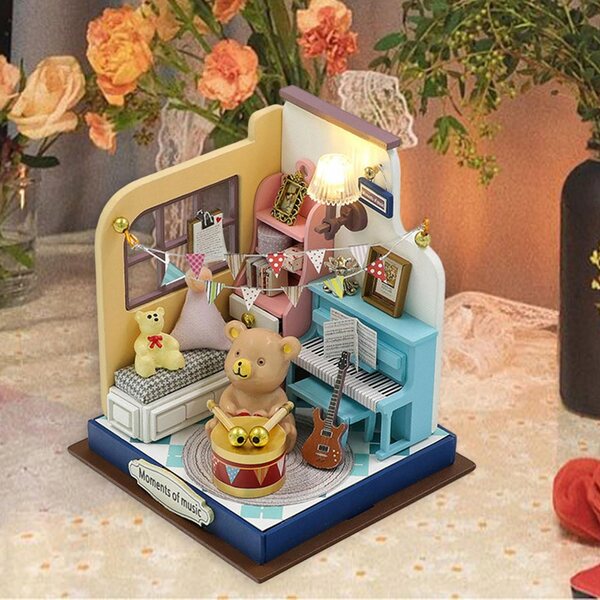 DIY Miniatura Casa delle Bambole con Luci LED e Arredi in Legno 3D