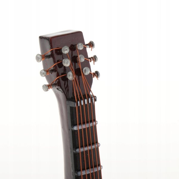 Miniatura Chitarra in Legno 1:12 con Stativo per Casa delle Bambole 9 cm