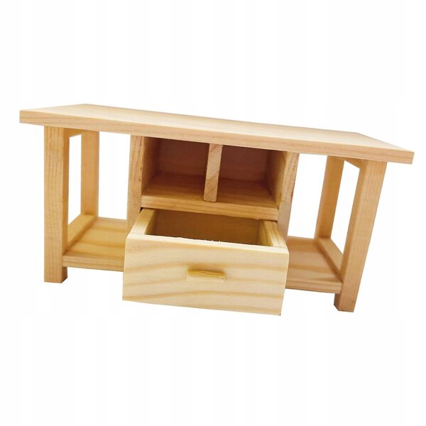 Mini Tavolino in Legno per Casa delle Bambole 1:12 con Cassetto e Ripiani