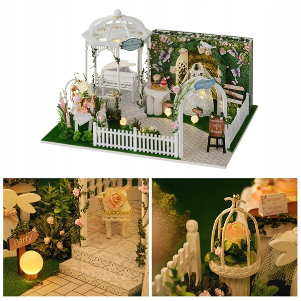 DIY-Puppenhausmöbel-Set im französischen Stil mit Lichtern und Musik