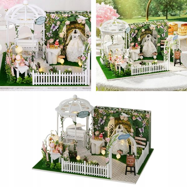 DIY-Puppenhausmöbel-Set im französischen Stil mit Lichtern und Musik