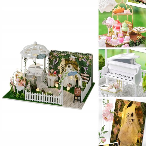 DIY-Puppenhausmöbel-Set im französischen Stil mit Lichtern und Musik