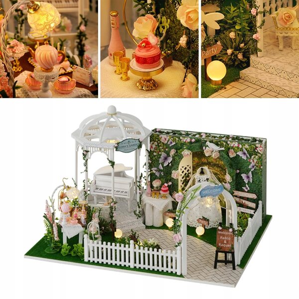 DIY-Puppenhausmöbel-Set im französischen Stil mit Lichtern und Musik